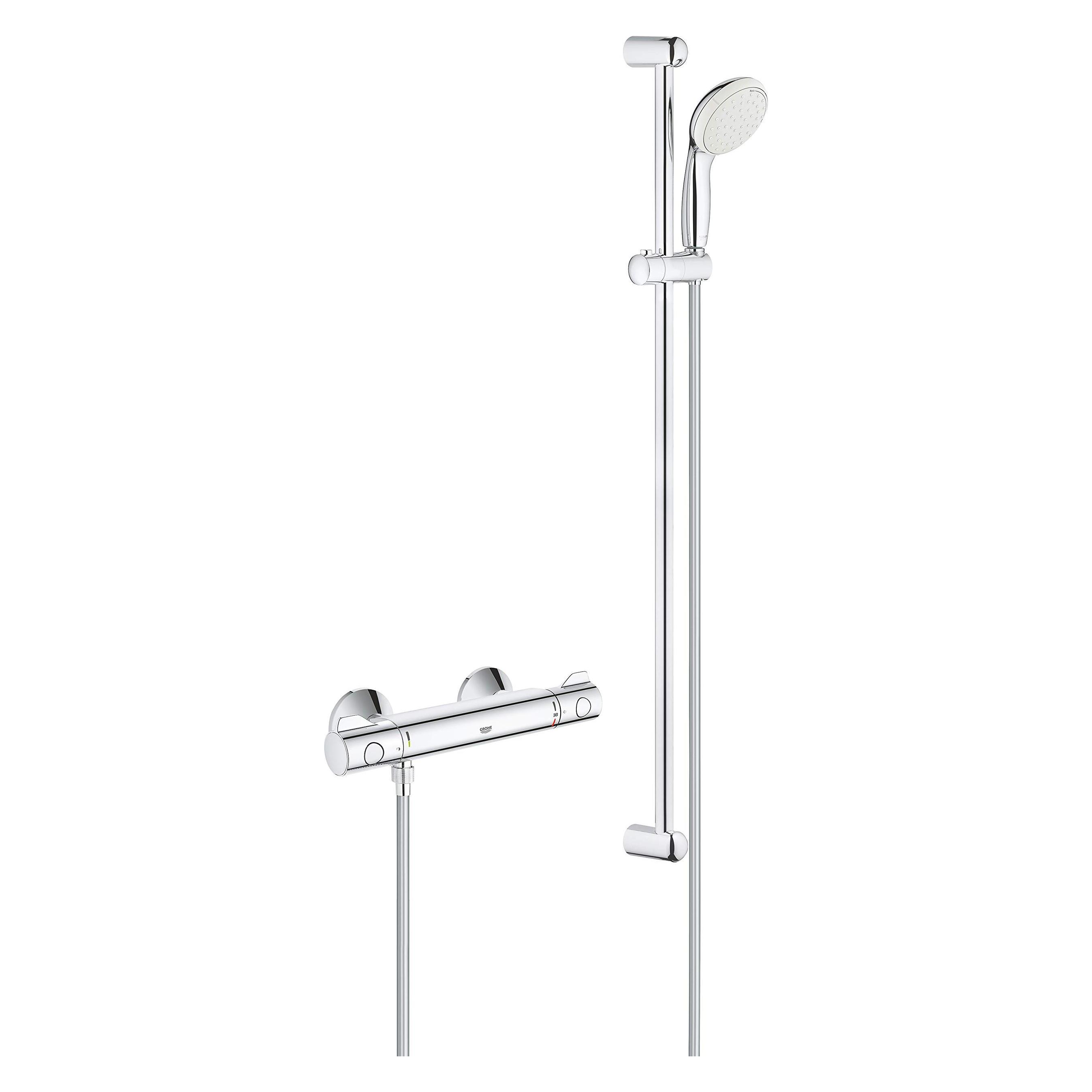 Grohe Thermostat-Brausebatterie GROHTHERM 800 1/2" m Brausegarnitur chr (34566001)