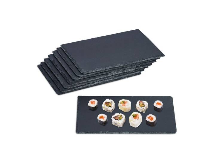 Relaxdays Leisteen serveerplank 26x16 cm set van 8