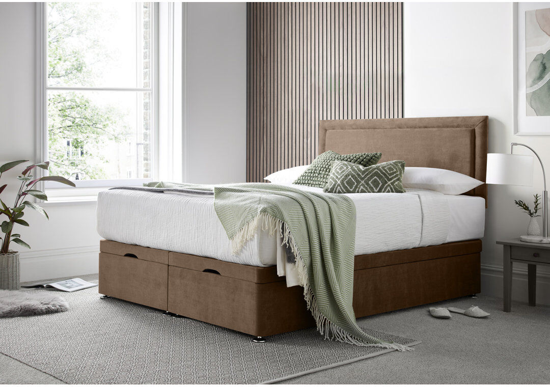 17 Stories Charlie Naple Divan End Lift with 24" Headboard on Struts Mink Single (3')