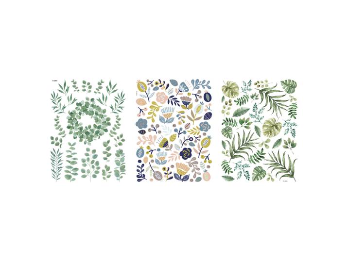 Transfer Rub on Botanical Flowers, verschiedene Designs, SB-Btl. 3Bogen