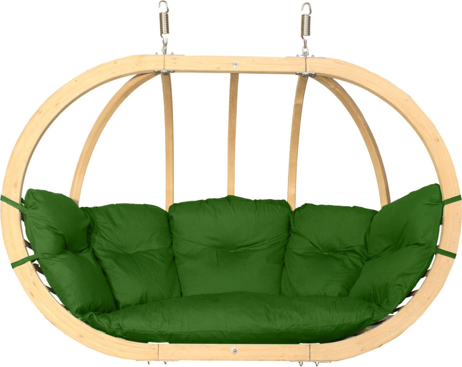 KONSIMO Hölzerner Hängesessel für zwei Personen "CALLISTO", grün, Hölz, Modern Design, 175x120x82 cm