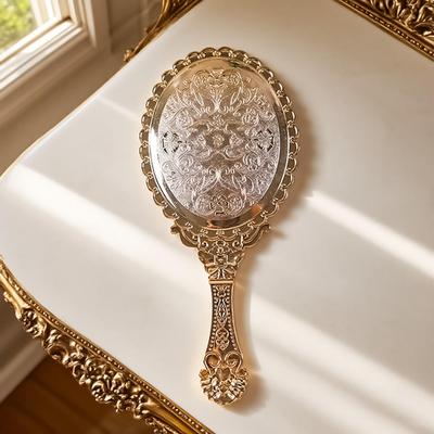 Fusion Finds Vintage Handheld Makeup Mirror Portable Retro Vanity Mirror For Makeup, Travel & Daily Grooming gold A