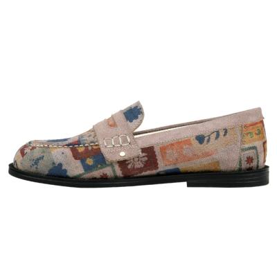 Loafer DOGO "Moriso Loafer Anatolian Patterns Damen Halbschuhe", Damen, Gr. 37, Normalschaft, beige, Lederimitat, Schuhe Loafer, Handgefertigt