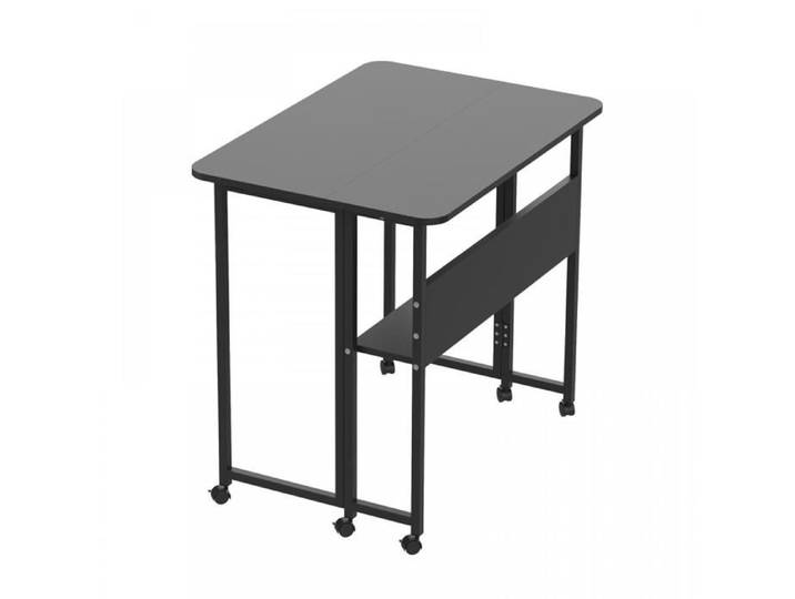 KEDIA Bureau Pliant avec Roulettes Bureau D'ordinateur Pliable Noir 80 × 58 × 75 cm Structure en Bois Sûr et Durable