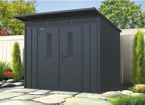 Gartenhaus Konsta Premium Pultdachhaus 6,4 m² 239 x 269 cm metallic schwarz