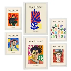 POSTER Set Mit 6 Henri Matisse Bilder Drucke Des Fauvismus Und Der Abstrakten Kunst Für Innenarchitektur A3 & A4 Weißer Rahmen