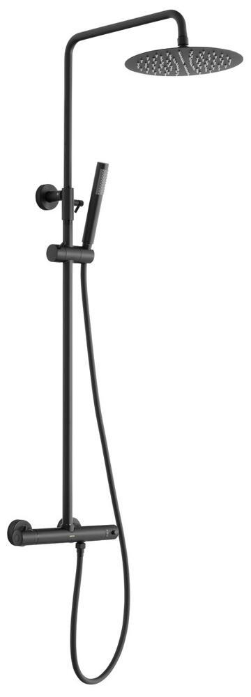 Duschsäule mit Thermostat-Armatur, Schwarz