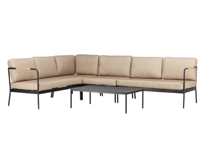 Garten Loungeset Auri – wetterfest für Garten & Terrasse - Braun-Schwarz - Luxusbetten24