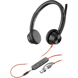 HP Poly Blackwire 3325 + 3.5mm Plug + USB-C/A Adapter (Kabelgebunden, USB-C, Microsoft Teams), Office Headset, Schwarz