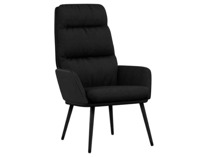 NLQMSU Relaxsessel, Schwarz, Kunstleder, Metallrahmen Bequeme Armlehnen, stabiler Metallrahmen, Bezug aus Stoff und Kunstleder, Farbe Schwarz, Wohnzimmer