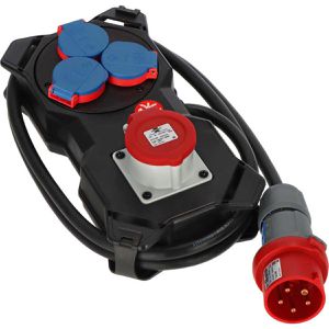 Brennenstuhl CEE-Stromverteiler 1151610020, mobil, für außen, 3x Schutzkontakt 230V & 1x CEE 400V / 16A