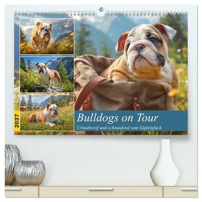 Bulldogs on Tour. Urlaubsreif und schnaufend zum Gipfelglück (hochwertiger Premium Wandkalender 2027 DIN A2 quer), Kunstdruck in Hochglanz
