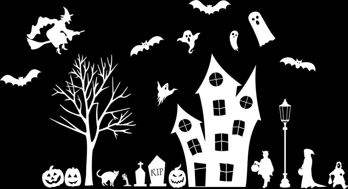 Herbruikbare Halloween raamstickers combideal voor volwassenen - wit