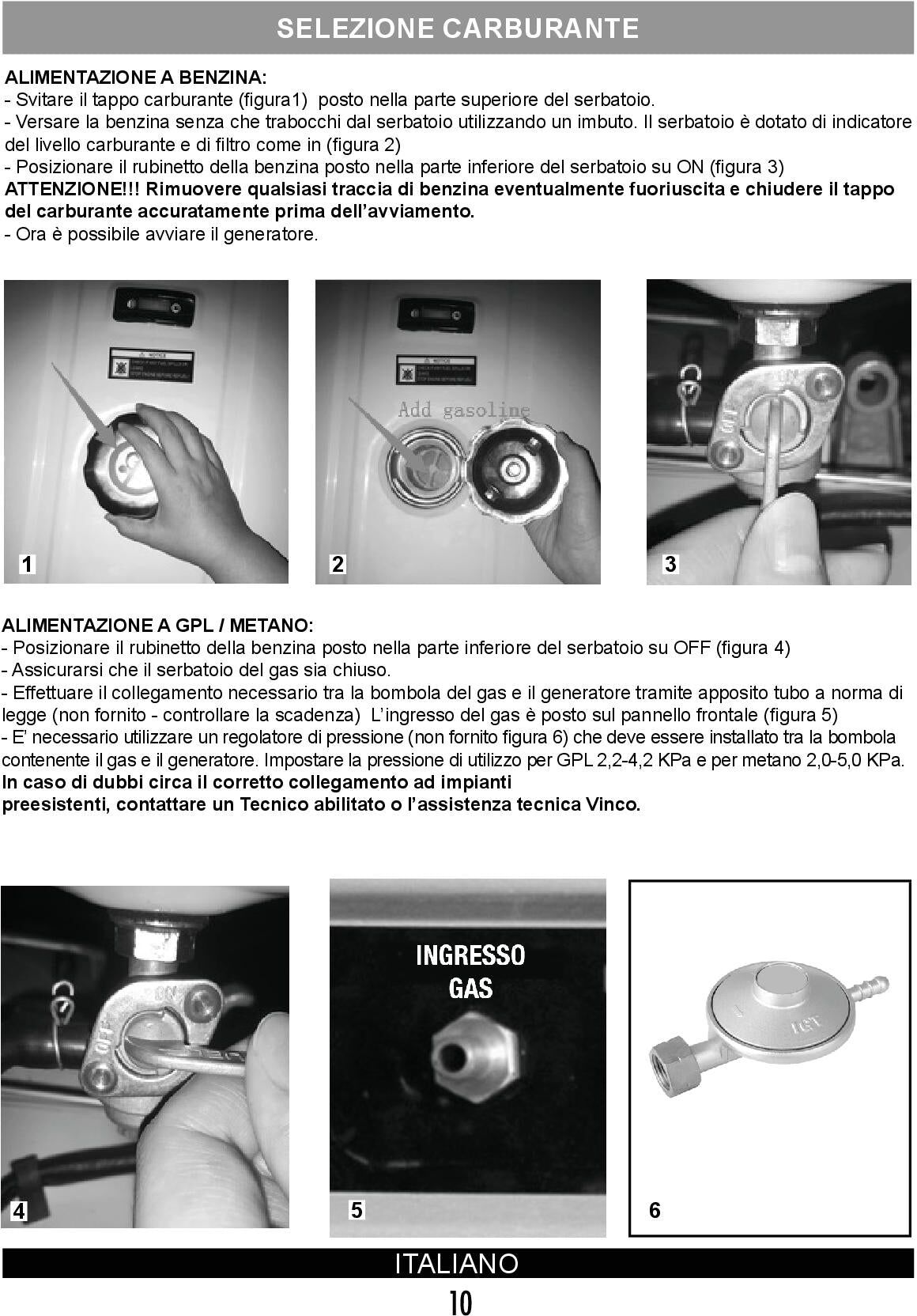 Vinco 60171 Generatore di corrente, GPL, Benzina, Metano 5,8Kw