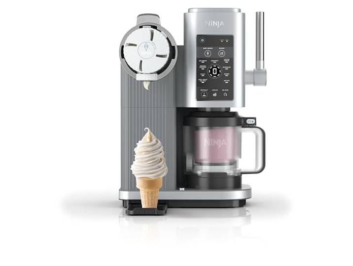 Ninja CREAMi Scoop & Swirl Eismaschine, 13 Funktionen, Platinsilber 2 Behälter, für Eiscreme, Softeis, Gelato, Sorbet, Milchshakes und mehr, Mix-In-Funktion - NC701EU