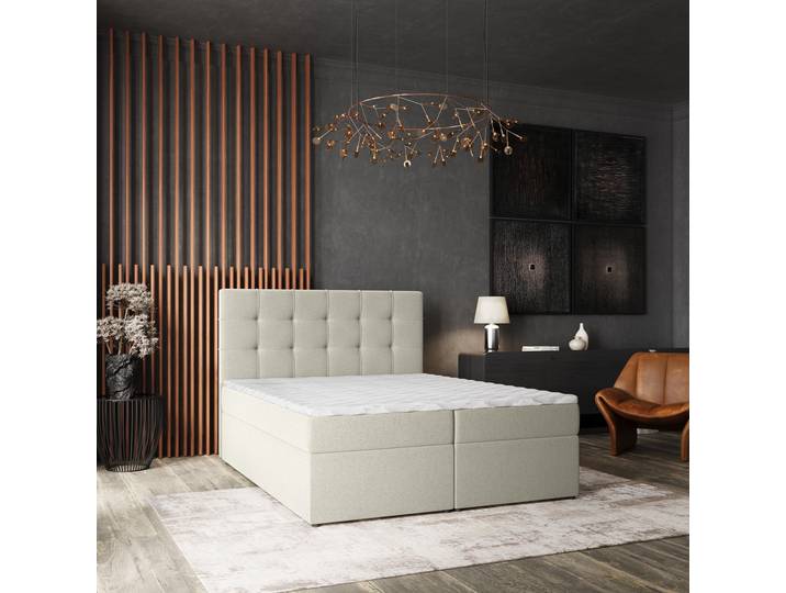 Masseno Boxspringbett PALMA mit Bettkästen 160x200 cm - Creme, SORO 02