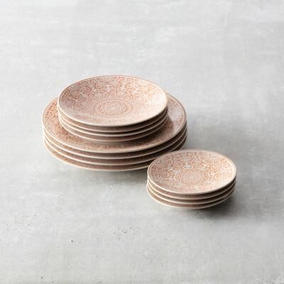 Fortessa Havana Porcelain, 12 Piece Dinnerware Set (Service for 4), Adobo