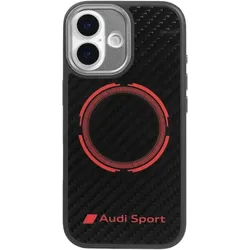 Case Audi RSQ Carbon Fiber Sport Red Circle MagSafe for iPhone 17 black (Apple iPhone 17), Smartphone Hülle, Rot, Schwarz