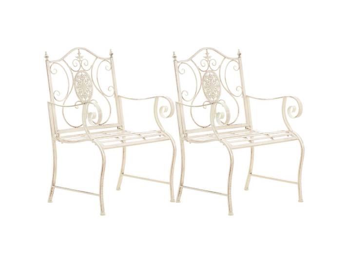 CLP Gartenstuhl 2er Set Metall antik-creme, Creme, 62x94x53 cm, Gartenmöbel, Gartensessel, Gartenstühle