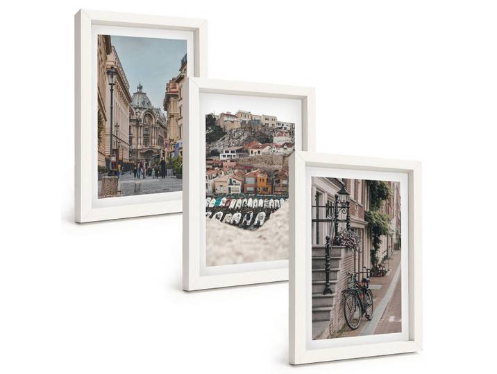 Tulup Bilder SET 3er Set - 20x30 cm Weißer Rahmen - Die charmanten Straßen des Hafens der Stadt, Kunststoff, Rechteckig, 20x30 cm, einfache und schnelle Anbringung, Bilder & Rahmen, Bilder