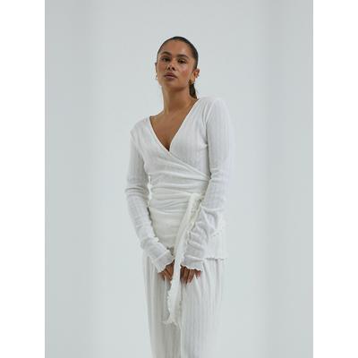 Kurzarmhemd SEAMLESS BASIC "Seamless Basic T-shirt Jacquard", Damen, Gr. L/XL, off, weiß, Obermaterial: 100% Baumwolle, Hemden