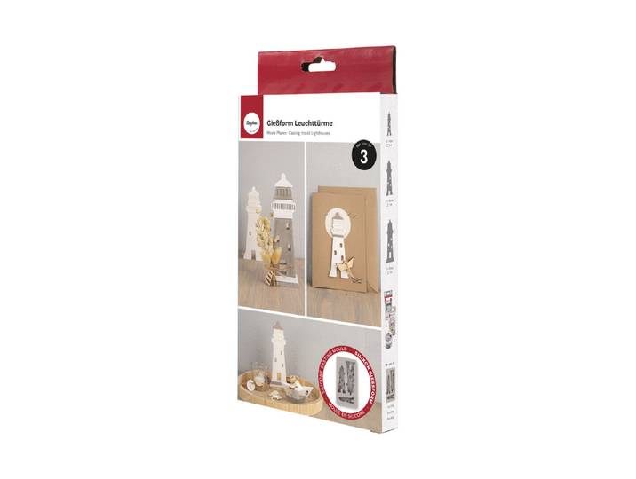 Silikon Giessform Leuchttürme, 14,5x26x2cm, 3 Formen, Box 1Stück