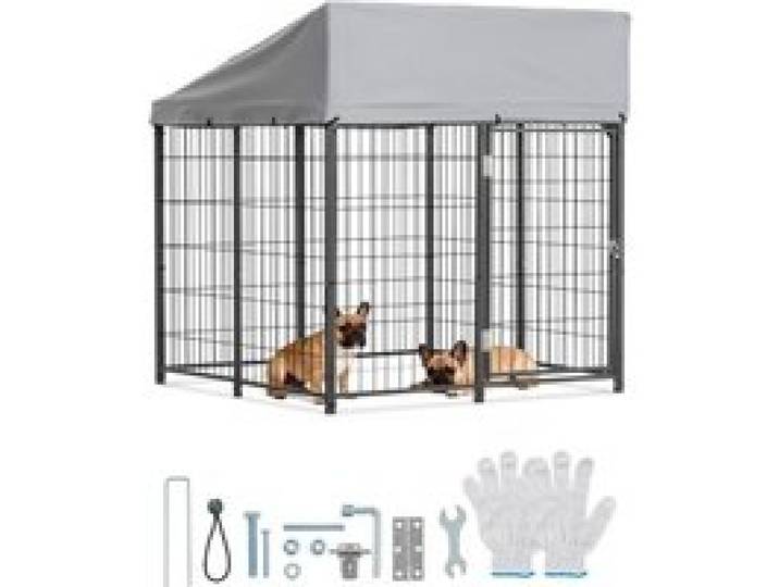 VEVOR Hundezwinger, 1,12x1,15x1,25 m, Hundehütte mit Sicherheitsschloss, Outdoor Hundehaus mit UV-Beständiger & Wasserdichter Dachabdeckung, Robuste Hundegehege/Auslauf für Große Hunde