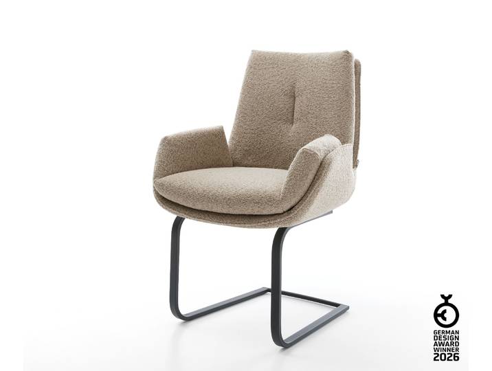 Freischwinger Clea-Flex Bouclé Schlamm Freischwinger flach Schwarz, Esszimmerstühle