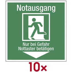 LimarLite Rettungszeichen »Notausgang - Nur bei Gefahr Nottaster betätigen« 20 x 20 cm Fol, 20x20 cm