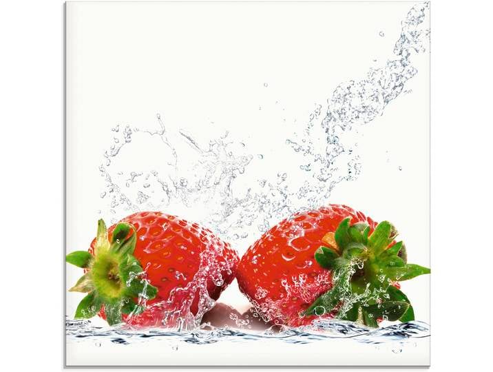 Glasbild ARTLAND Erdbeeren mit Spritzwasser , rot (farbe bild(er): rot), B:30cm H:30cm, Bilder, Glasbild, in verschiedenen Grössen