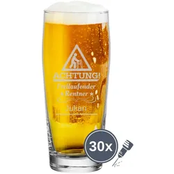 Willi Becher Bierglas Helles-Glas 0,5 l mit Eichung - Freilaufender Renter 30 Stück