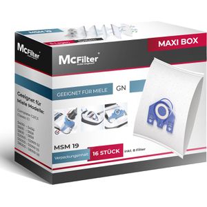 McFilter Staubsaugerbeutel MSM 19 Maxi, mit Ersatzfiltern, für Staubsauger Miele S2, S5, S8, C1, C2, C3 Serie, 16 Stück