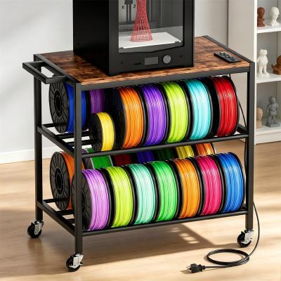 No Printer Stand with Filament Storage, Printer Cart with Power Outlet