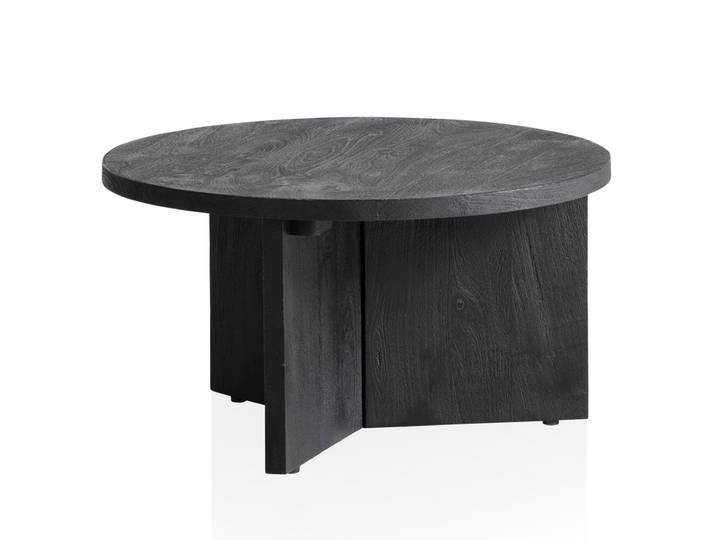 Couchtisch rund Mango massiv Ø 60 cm Schwarz