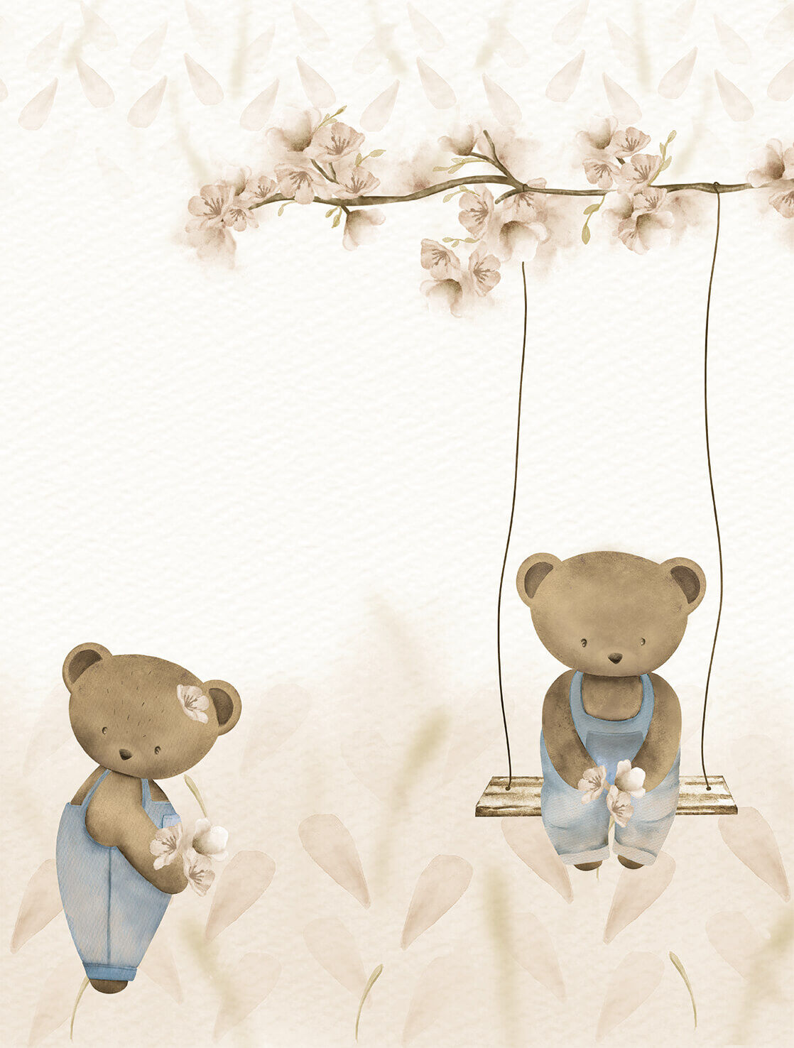 Decoprint Cute Walls- Swinging Teddy 212x280cm - CW6127-2   5415058086213   Behang