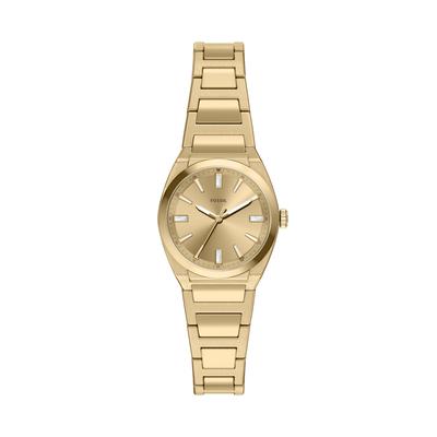 Quarzuhr FOSSIL "Everett", gold (gelbgoldfarben, gelbgoldfarben), Armbanduhren, Damen, Quarzuhr, Armbanduhr, Edelstahlarmband, analog, Glassteine