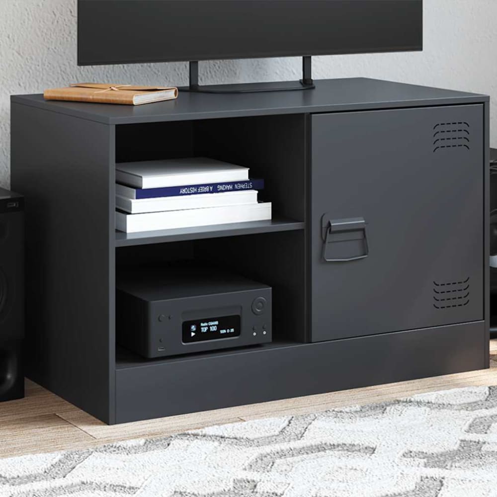Maison Chic Mueble tv de acero negro 67x39x44 cm