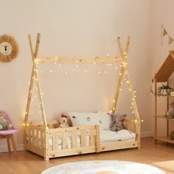 Kinderbett Helsingborg 70x140 cm Holzfarben [en.casa]
