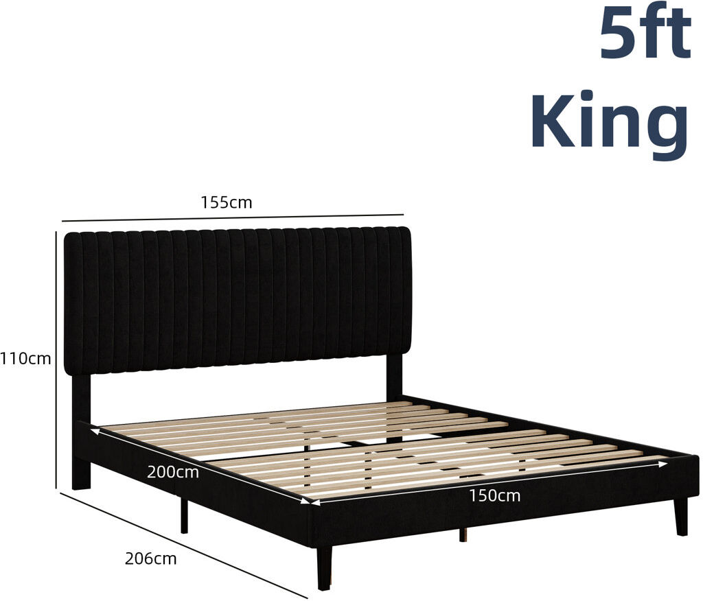 17 Stories Upholstered Velvet Bed White 150x200