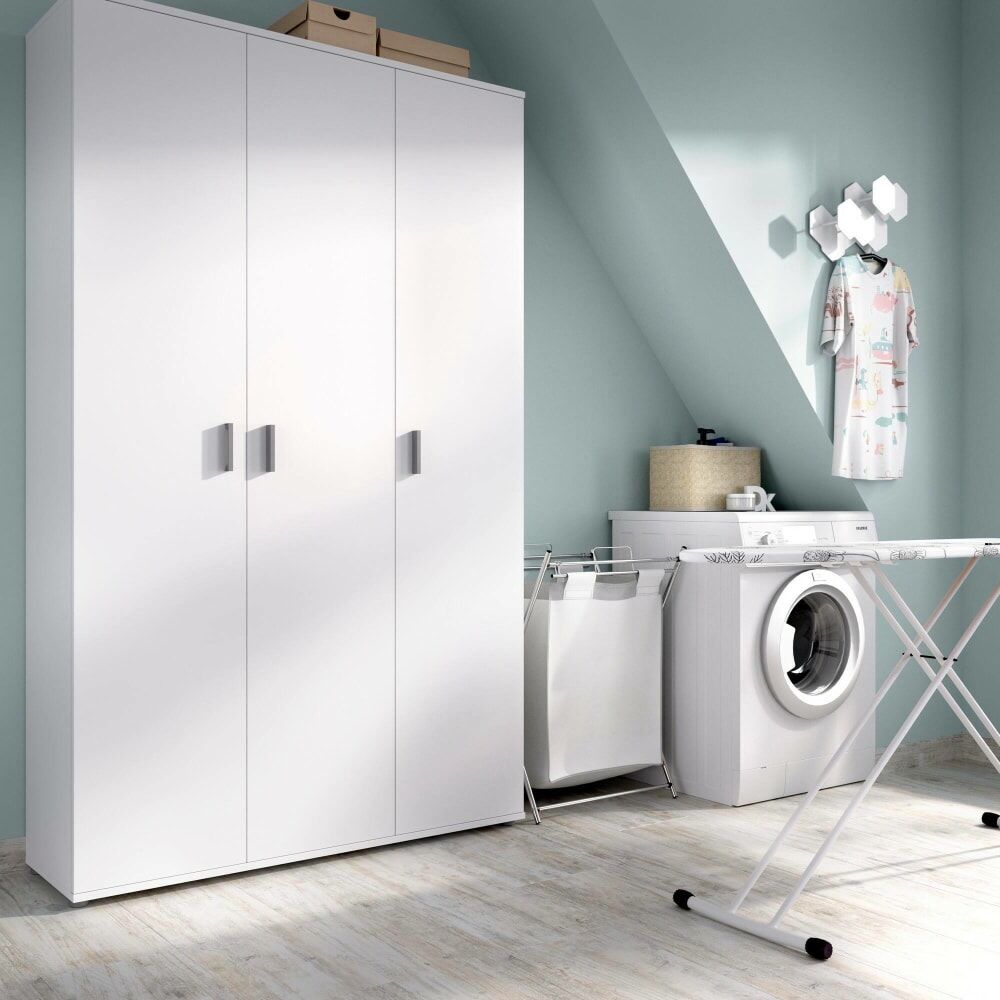 Dmora Grande armoire polyvalente effet bois blanc 116x35 cm Blanc 116x190x35cm