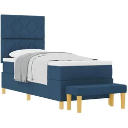 vidaXL, Boxspringbett, Boxspringbett mit Matratze und Bank Blau 80x200 cm Stoff (80 x 200 cm)