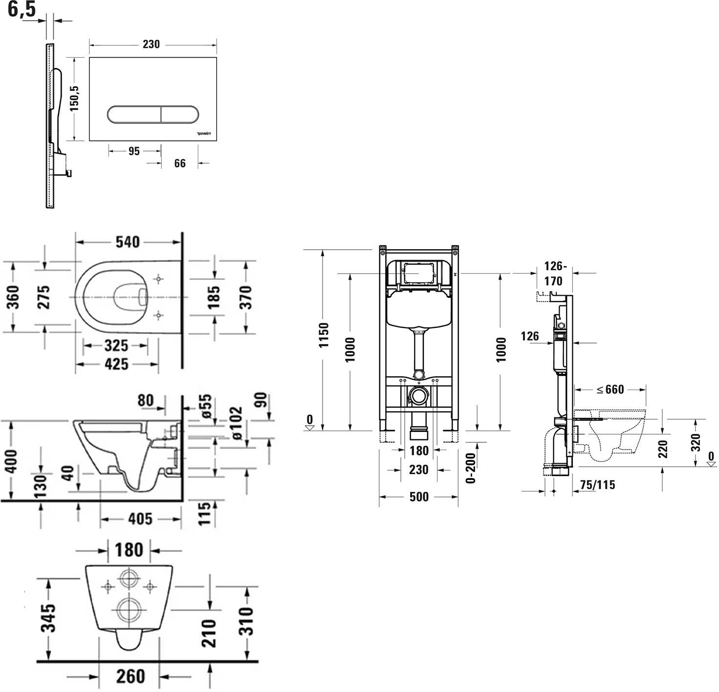 Duravit D-Neo Wand-WC Rimless Komplett-Set