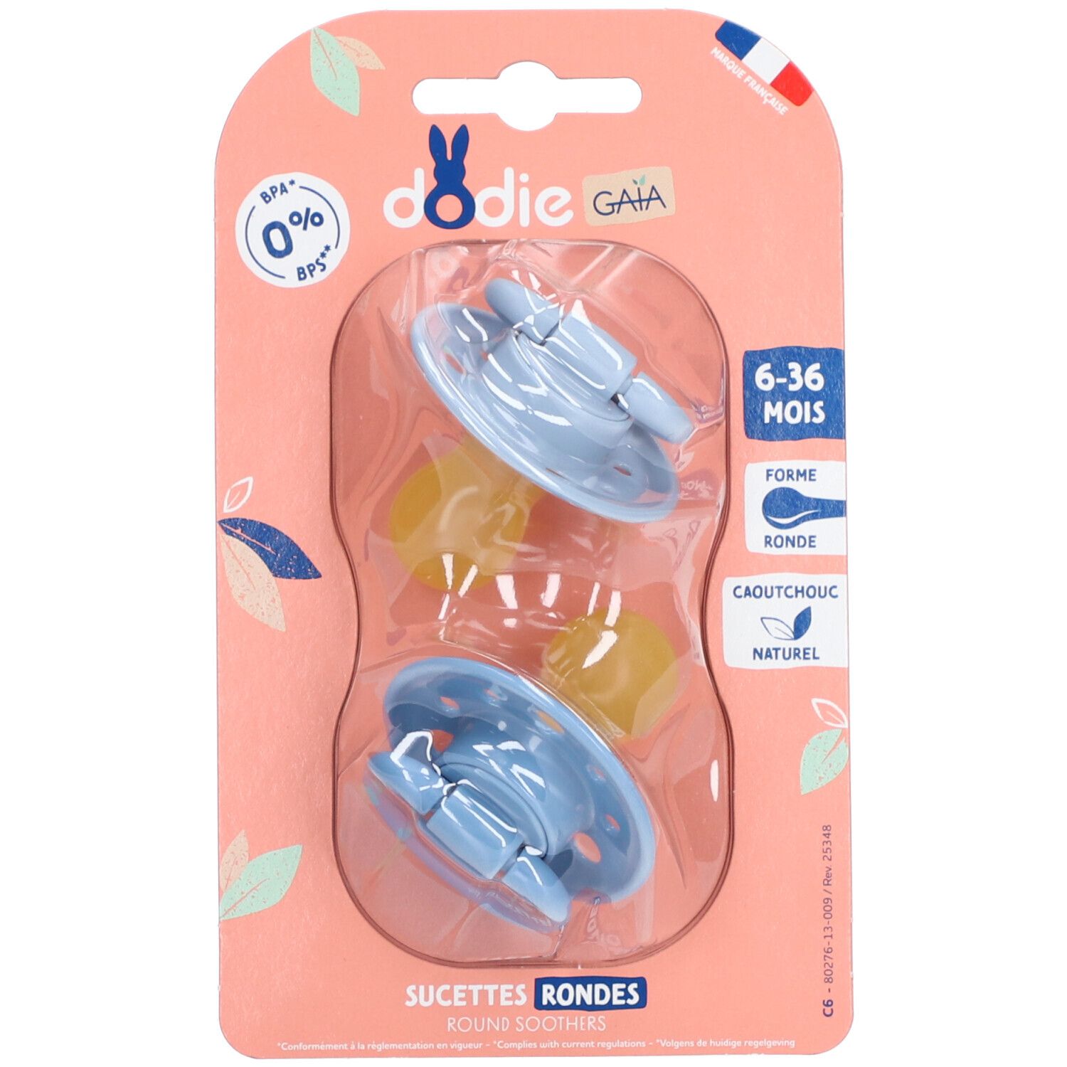 Dodie Gaia Rubberen Fopspeen Lucht - Ster 6-36 Maanden DUO 2 St Sauger
