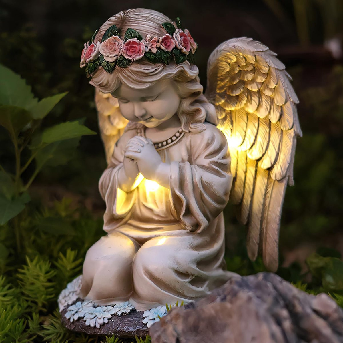 Dailygoods Solar Engel Tuindecoratie en Grafdecoratie met Automatische Verlichting