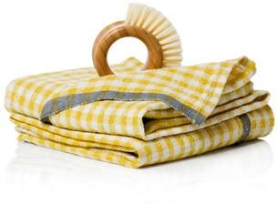 Couleur Nature Caravan Gingham Towels - Set of 2 - Dijon/Grey