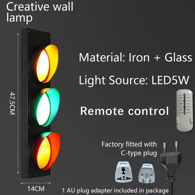 Inspire Curations Retro Industrial Traffic Light LED Wall Lamp au Plug Adapte 110v 230v