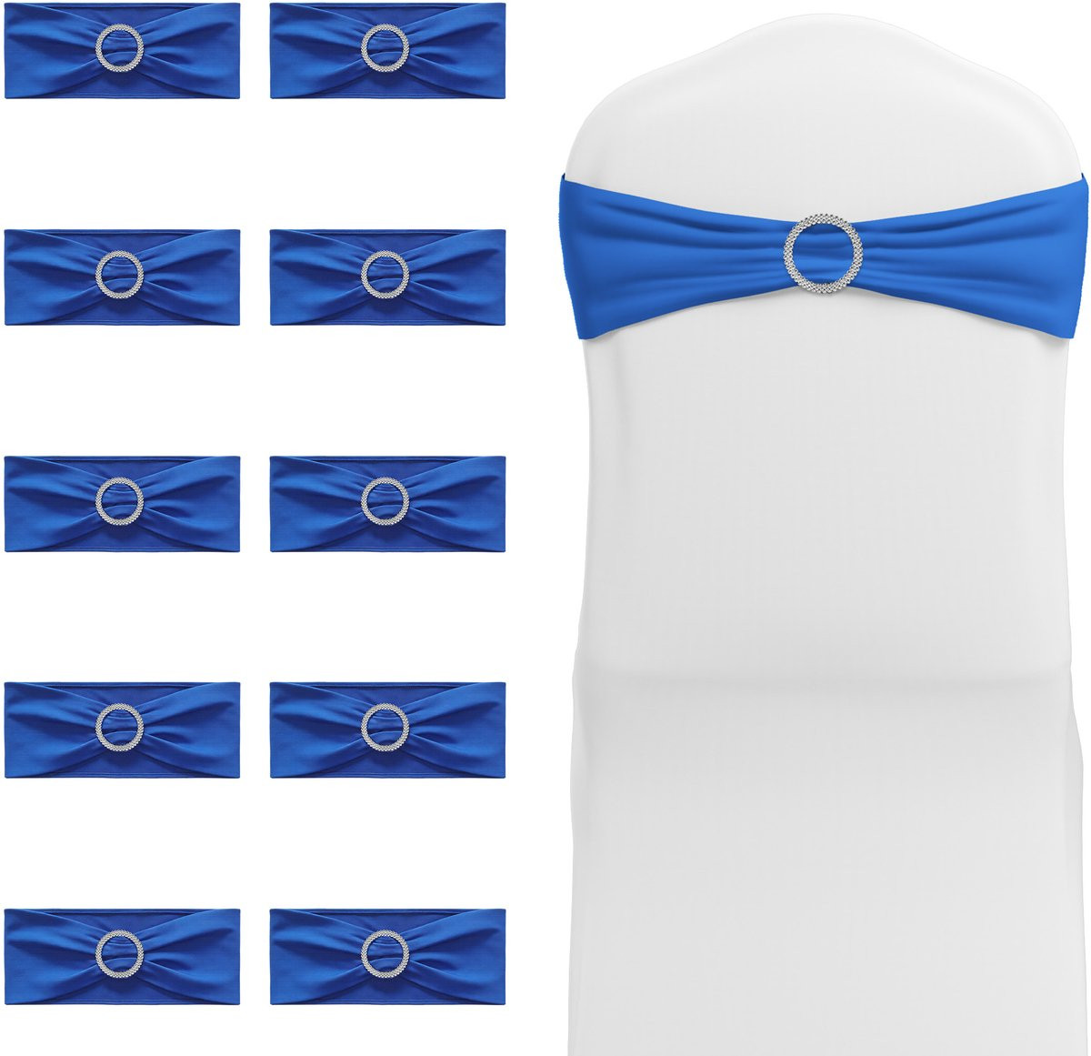 ACXIN Elastische Stoeljerp met Strass Gesp - 30 Stuks - Blauw