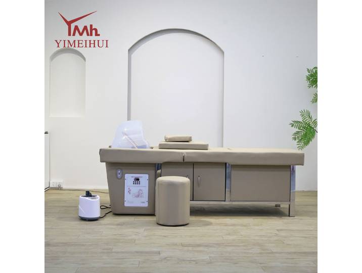 Lit de lavage de cheveux électrique de couleur beige pour spa capillaire japonais, avec fonction de massage thaïlandais et pédicure
