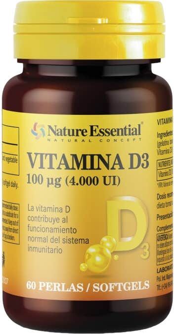 Nature Essential Vitamina D3 100 mcg 4000 Ui 60 Perlas
