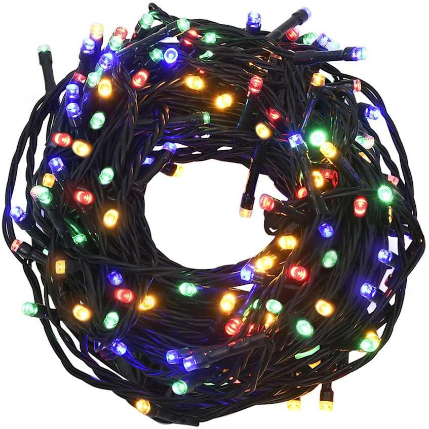 vidaXL Cordão de luzes com 600 luzes LED 60 m PVC multicolorido Multicolor